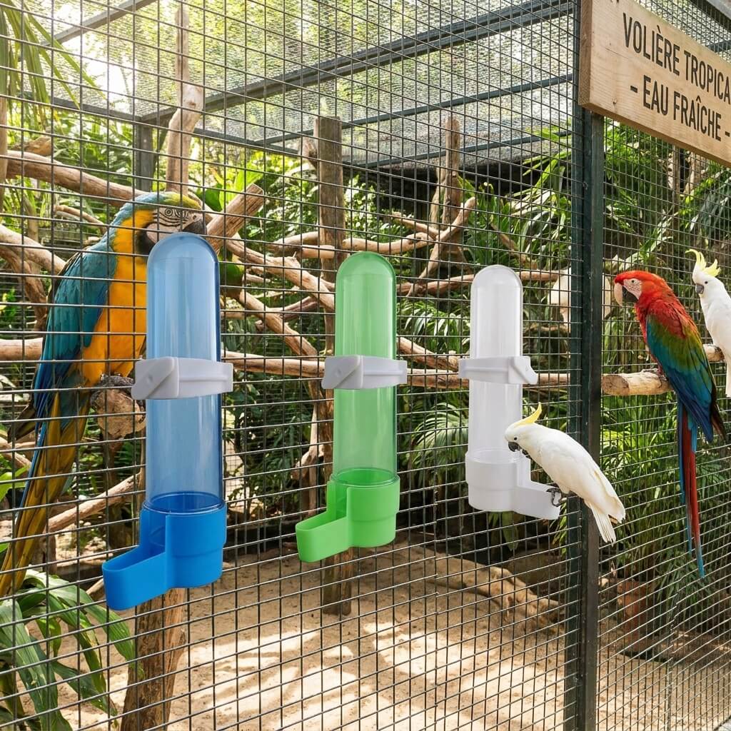 Abreuvoir pour Perroquet à Clipser – Distributeur Eau Cage Oiseau